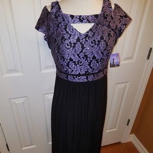 Nightway formal dress, lilac blk, size 8, 10
